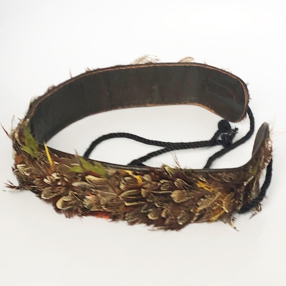 Yves Saint Laurent Belt Russian Tie Wrap with Feathers Rare 70s YSL Rive Gauche - Picture 5 of 12